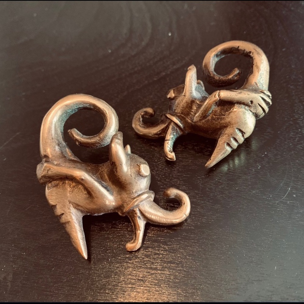 Solid Brass Ear Weights Earrings - Picture 4 of 5